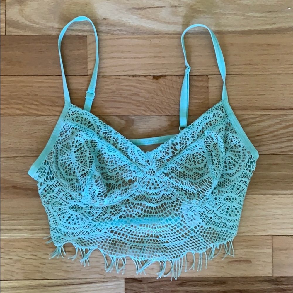Cute Light Blue Lace Crop Top